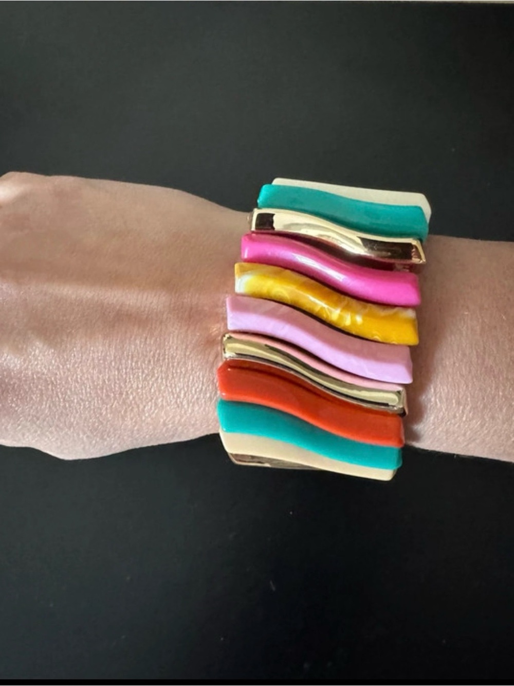 Colorful Wavy Multicolor Stretch Bracelet by